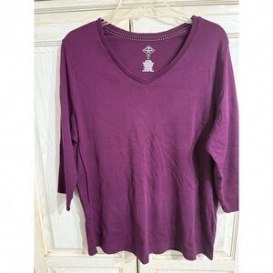 St. John's Bay Women's Long Sleeve Top - Deep Purple